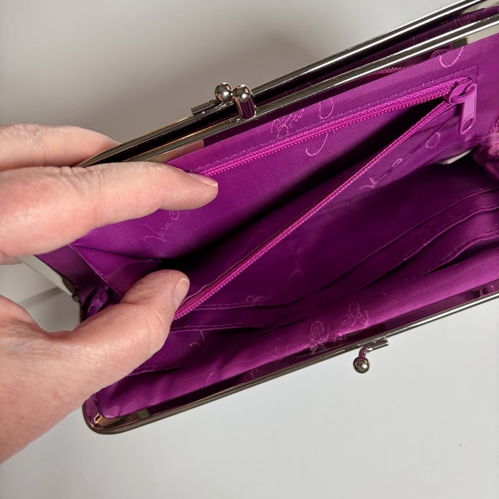 Vera Bradley Quilted Kisslock Wallet Clutch Purple Blue - Picture 5 of 9